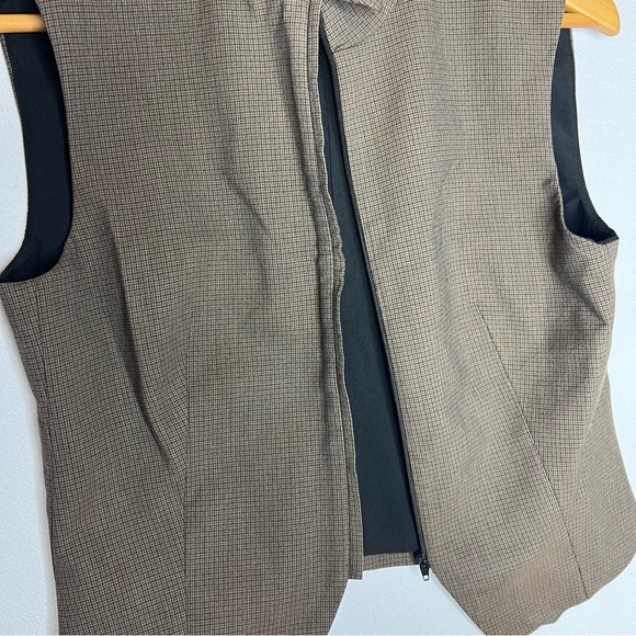 Zara Brown Check Zip Up Women’s Business Casual Vest Size M - Picture 5 of 9